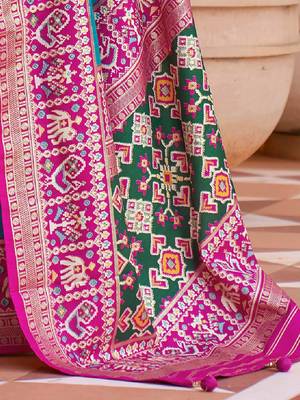 Blue polka dots woven design zari patola saree 4