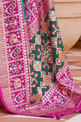 Blue polka dots woven design zari patola saree