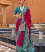 Pink polka dots woven design zari patola saree