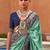 Sea green woven design zari silk blend patola saree