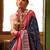 Blue woven design zari silk blend ikat saree