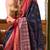 Blue woven design zari silk blend ikat saree