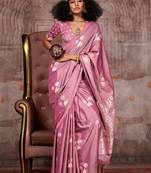mauve floral woven design zari gadwal saree