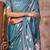 blue women woven design zari satin gadwal saree
