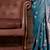 blue women woven design zari satin gadwal saree