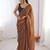 brown embellished sequinned georgette designer saree