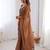 brown embellished sequinned georgette designer saree