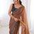 brown embellished sequinned georgette designer saree