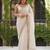 off white floral embroidered poly georgette designer saree