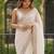 off white floral embroidered poly georgette designer saree