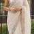 off white floral embroidered poly georgette designer saree
