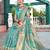 turquoise ethnic motifs woven design zari art silk blend dharmavaram saree