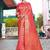 coral coral ethnic motifs woven design zari dharmavaram saree