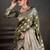 Olive ethnic motifs zari silk blend handloom banarasi saree