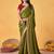 olive embellished beads and stones sarees with blouse piece