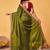 olive embellished beads and stones sarees with blouse piece