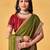 olive embellished beads and stones sarees with blouse piece