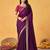purple embellished beads and stones sarees with blouse piece