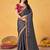 grey embellished beads and stones sarees with blouse piece