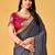grey embellished beads and stones sarees with blouse piece