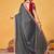 grey embellished beads and stones sarees with blouse piece