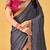 grey embellished beads and stones sarees with blouse piece