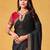 black embellished beads and stones sarees with blouse piece