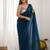 teal embroidered party wear saree