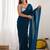 teal embroidered party wear saree