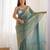 sea green women satin saree with sequinned border