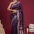 Purple purple floral zari silk blend heavy work banarasi saree unstiched blouse