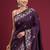 Purple purple floral zari silk blend heavy work banarasi saree unstiched blouse