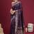 Purple purple floral zari silk blend heavy work banarasi saree unstiched blouse