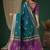 Teal teal floral zari silk blend handloom banarasi saree unstiched blouse