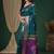 Teal teal floral zari silk blend handloom banarasi saree unstiched blouse