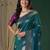 Teal teal floral zari silk blend handloom banarasi saree unstiched blouse