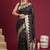 Black black floral zari silk blend heavy work banarasi saree with unstiched blouse