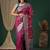 Magenta magenta ethnic motifs embroidered silk blend heavy work banarasi saree unstiched blouse
