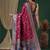 Magenta magenta ethnic motifs embroidered silk blend heavy work banarasi saree unstiched blouse
