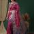 Magenta magenta ethnic motifs embroidered silk blend heavy work banarasi saree unstiched blouse