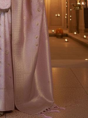 mauve ethnic motifs woven design zari banarasi silk blend saree 4