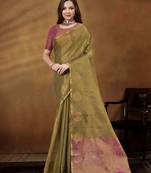 gold woven design khadi saree with zari border