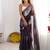 purple women floral embellished sequinned organza saree