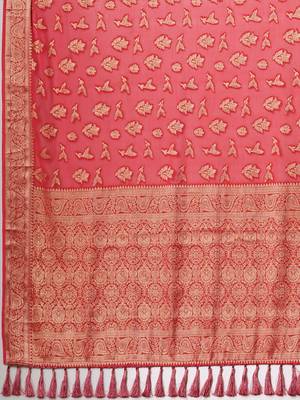 red woven design zari georgette kanjeevaram saree 5