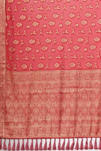 red woven design zari georgette kanjeevaram saree