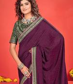 Purple embellished beads and stones saree