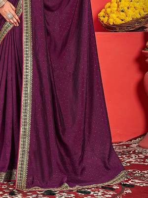 Purple embellished beads and stones saree 5