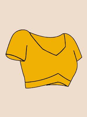 mustard cotton blend saree with blouse piece 5