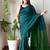 teal solid cotton blend saree