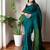 teal solid cotton blend saree